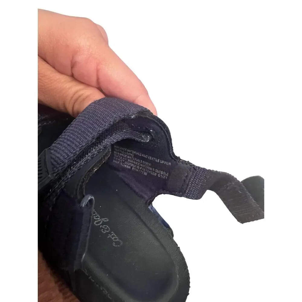 Cat and Jack Boy’s 9 Navy blue Nautical Velcro slider comfort Sandals